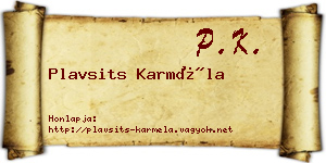 Plavsits Karméla névjegykártya